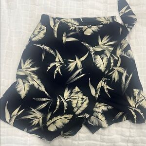 Leaf Print Wrap Skirt with Shorts Inside